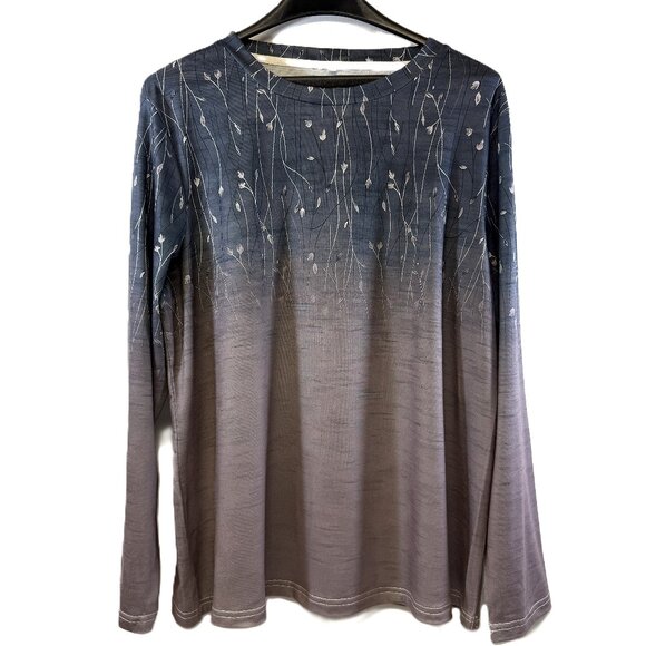 Women's Floral Round Neck Long Sleeve T-Shirt Size XL - Picture 1 of 6